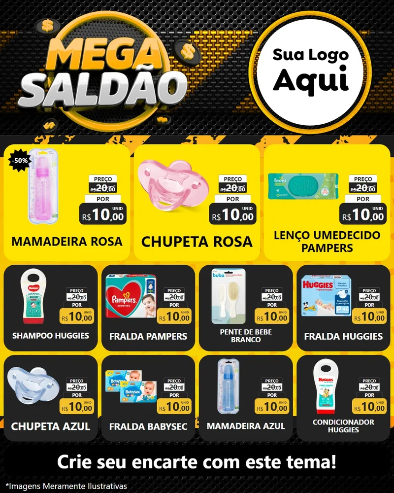 Modelo de Rede Social para Feed Instagram com o tema Mega Saldão para Bebês