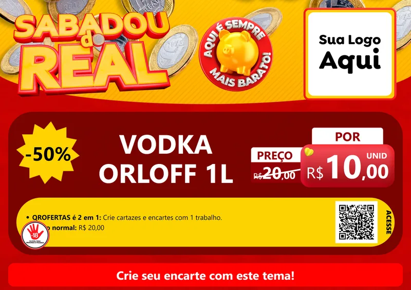 Modelo de Cartaz para Cartaz A4 Horizontal com o tema Sabadou do Real para Distribuidora de bebidas