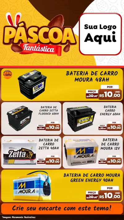 Modelo de TV para TV Vertical com o tema Páscoa Fantástica para Baterias Elétricas