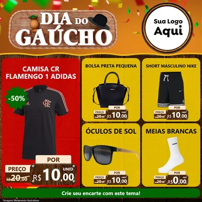 Modelo de Rede Social para Feed Facebook com o tema Dia do Gaúcho para Roupas e acessórios
