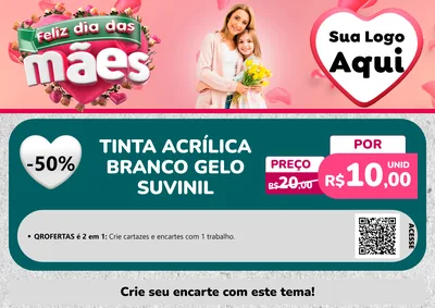 Modelo de Cartaz para Cartaz A4 Horizontal com o tema Feliz Dia das Mães para Tintas e Ferramentas