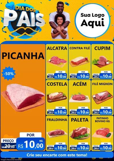 Modelo de Encarte para Encarte A4 Vertical com o tema Dia dos Pais para Açougue