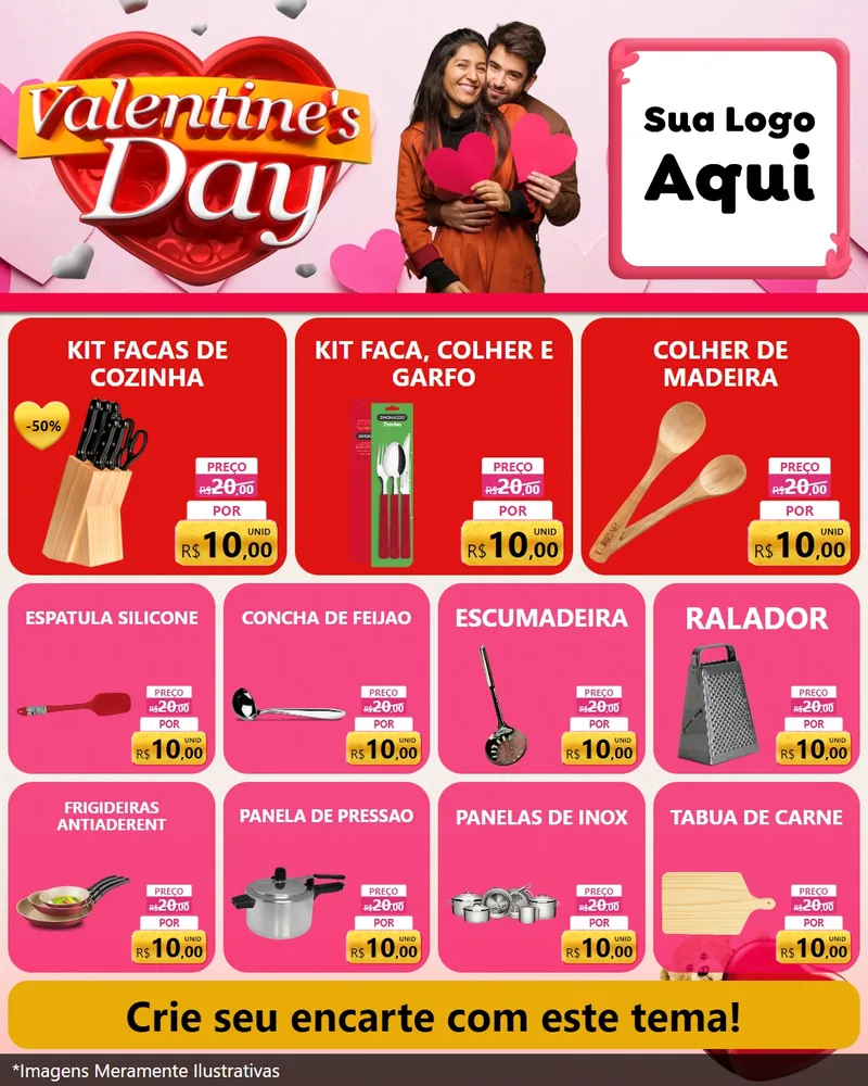 Modelo de Rede Social para Feed Instagram com o tema Valentine's Day para Utilidades Domésticas
