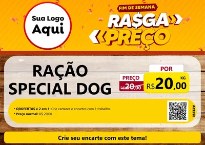 Modelo de Cartaz para Cartaz A4 Horizontal com o tema Fim de Semana Rasga Preços para Pet Shop