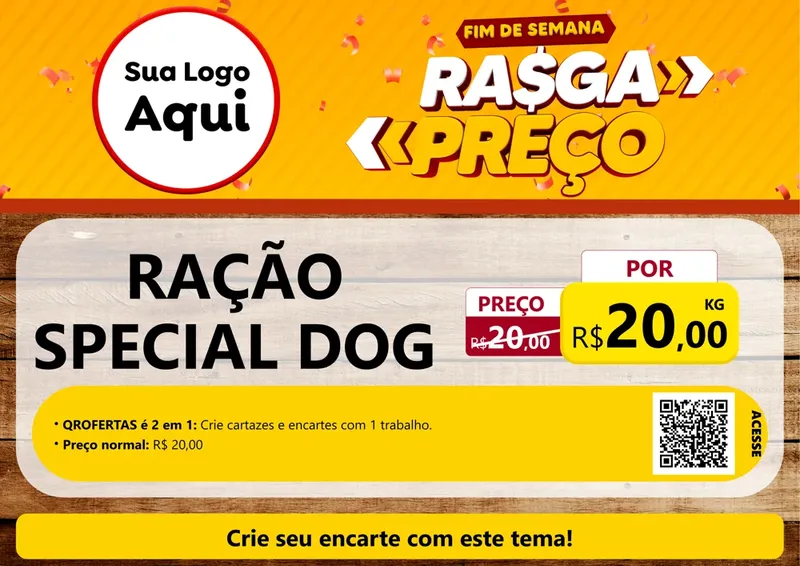 Modelo de Cartaz para Cartaz A4 Horizontal com o tema Fim de Semana Rasga Preços para Pet Shop