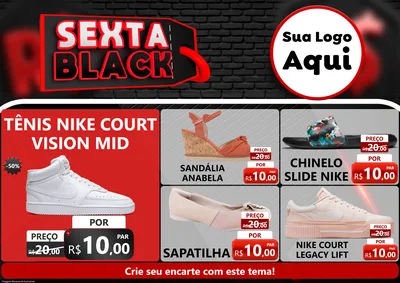 Modelo de Encarte para Encarte A4 Horizontal com o tema Sexta Black para Calçados