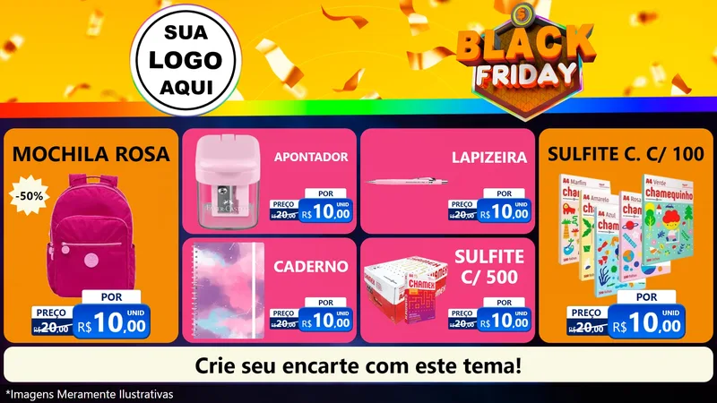 Modelo de TV para TV Horizontal com o tema Black Friday para Papelaria