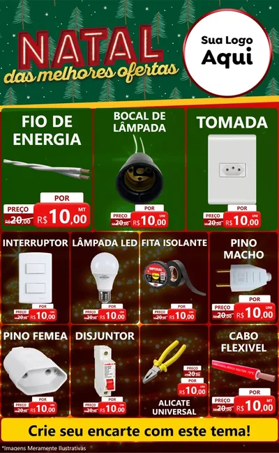 Modelo de Encarte para Encarte Grande com o tema Natal das Melhores Ofertas para Materiais Elétricos