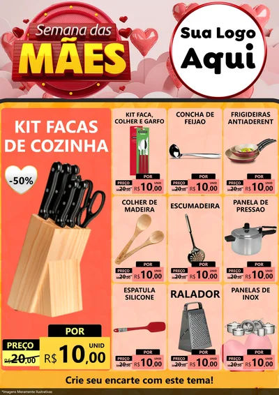 Modelo de Encarte para Encarte A4 Vertical com o tema Semana das Mães para Utilidades Domésticas