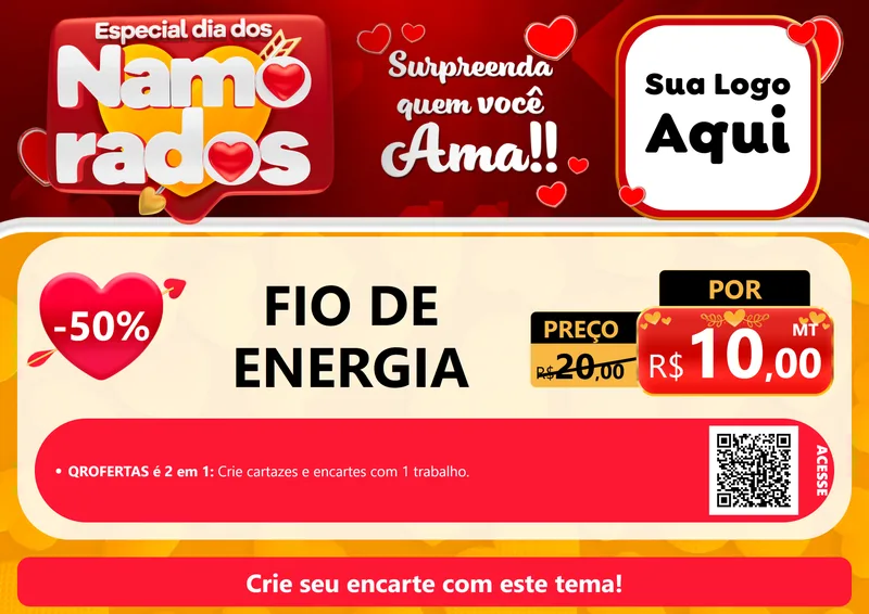 Modelo de Cartaz para Cartaz A4 Horizontal com o tema Especial Dia dos Namorados para Materiais Elétricos