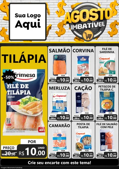 Modelo de Encarte para Encarte A4 Vertical com o tema Agosto imbatível para Peixaria