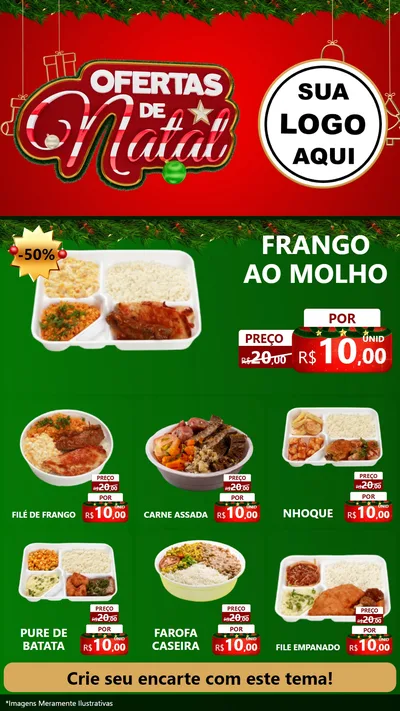 Modelo de Rede Social para Stories com o tema Ofertas de Natal para Restaurante