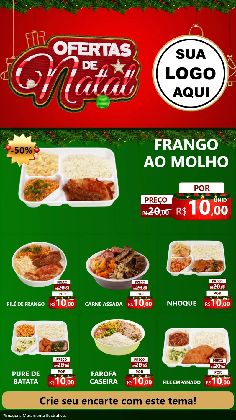 Modelo de Rede Social para Stories com o tema Ofertas de Natal para Restaurante