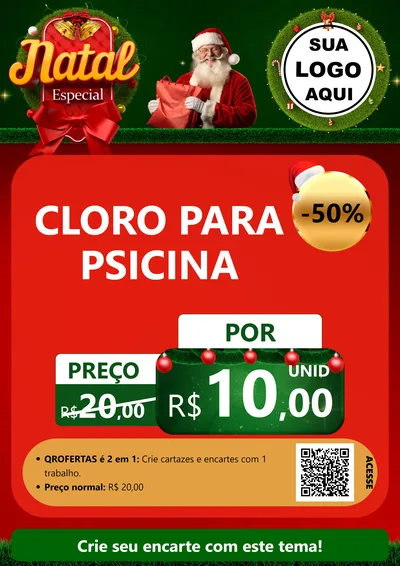 Modelo de Cartaz para Cartaz A4 Vertical com o tema Natal Especial para Produtos para Piscina