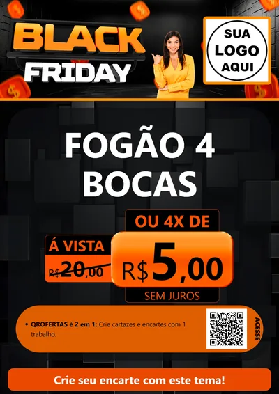 Modelo de Cartaz para Cartaz A4 Vertical com o tema Black Friday para Móveis e Eletro