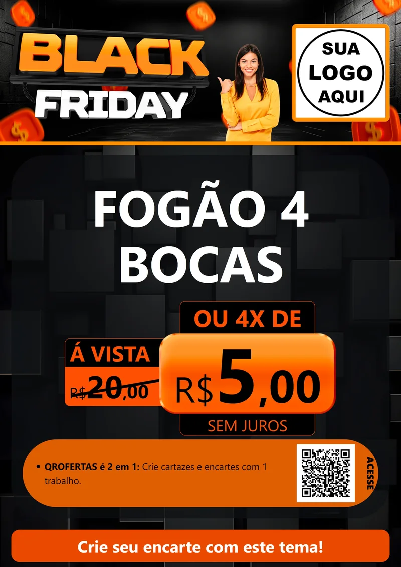 Modelo de Cartaz para Cartaz A4 Vertical com o tema Black Friday para Móveis e Eletro