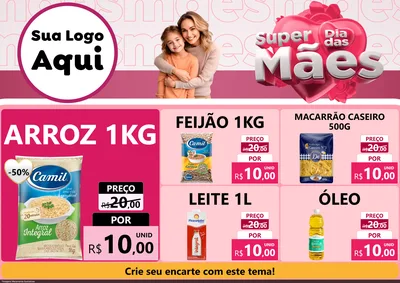 Modelo de Encarte para Encarte A4 Horizontal com o tema Super Dia Das Mães para Supermercado