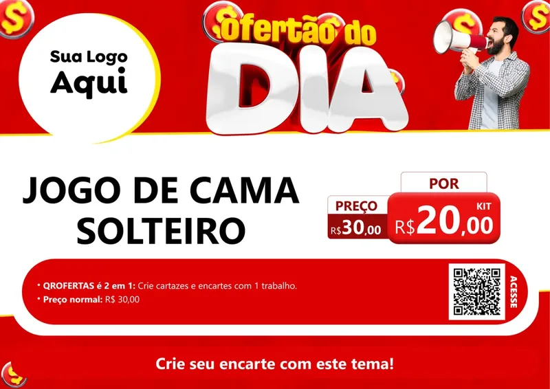 Modelo de Cartaz para Cartaz A4 Horizontal com o tema Ofertão do dia para Cama, Mesa e Banho
