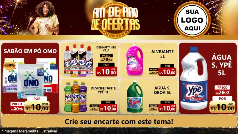 Modelo de TV para TV Horizontal com o tema Fim de Ano de Ofertas para Produtos de Limpeza