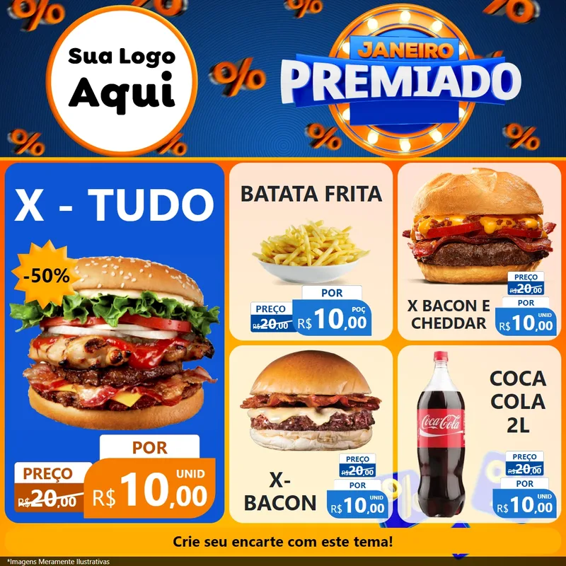 Modelo de Rede Social para Feed Facebook com o tema Janeiro Premiado para Hamburgueria
