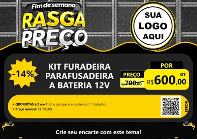 Modelo de Cartaz para Cartaz A4 Horizontal com o tema Fim de Semana Rasga Preço para Maquinas e Ferramentas