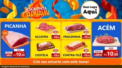 Modelo de TV para TV Horizontal com o tema Esquenta de Carnaval para Açougue