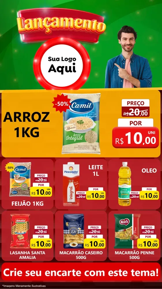 Modelo de Rede Social para Stories com o tema Lançamento para Supermercado
