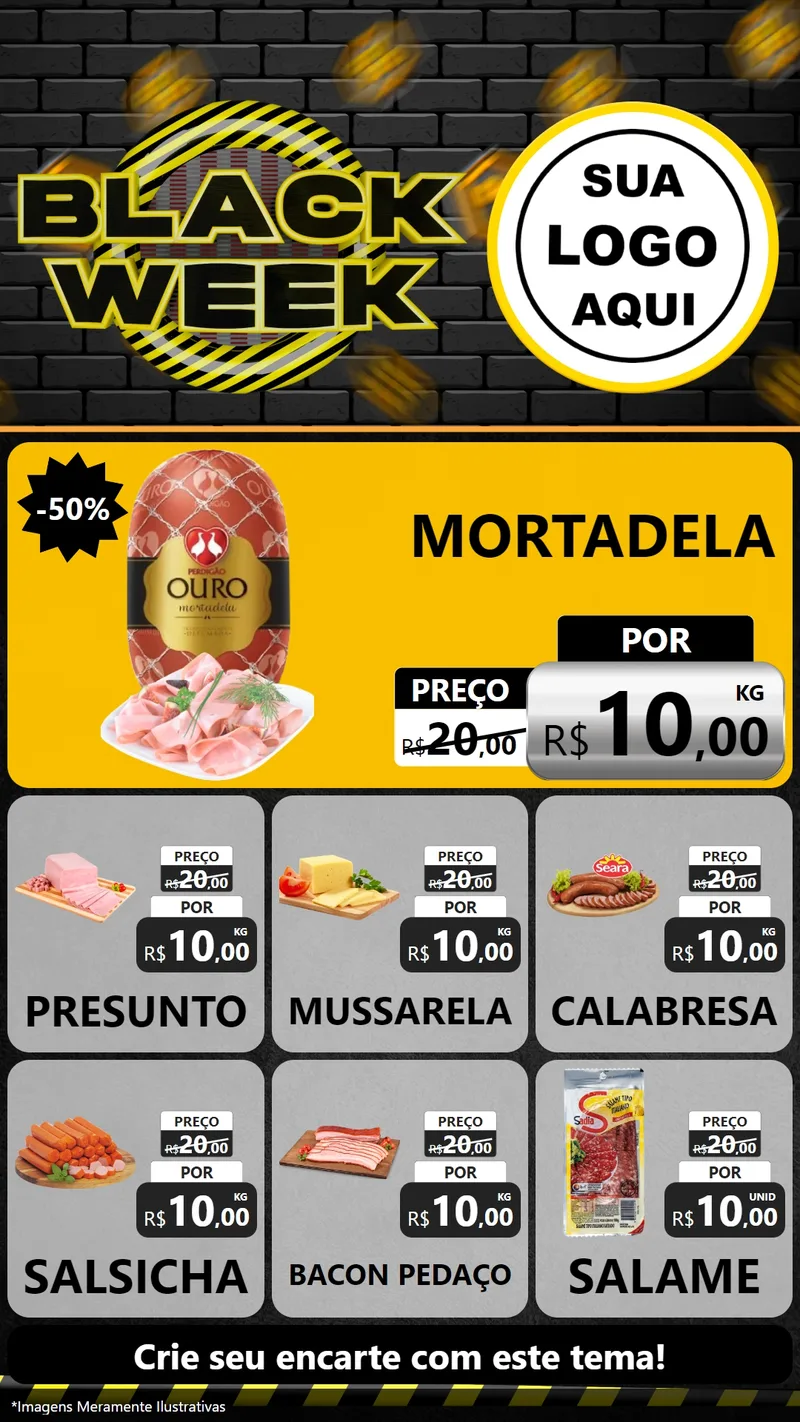 Modelo de Rede Social para Stories com o tema Black Week para Frios e Laticínios