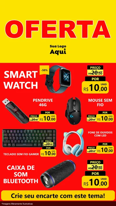 Modelo de TV para TV Vertical com o tema OFERTA - Vermelho Cartaz para Informática