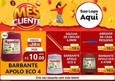 Modelo de Encarte para Encarte A4 Horizontal com o tema Mês do Cliente para Armarinho e Aviamentos