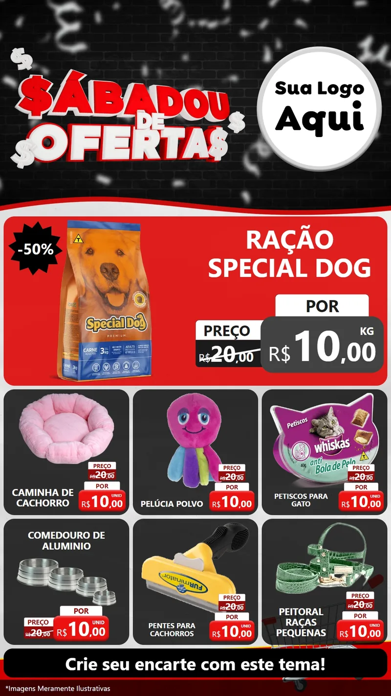 Modelo de Rede Social para Stories com o tema Sabadou de Ofertas para Pet Shop