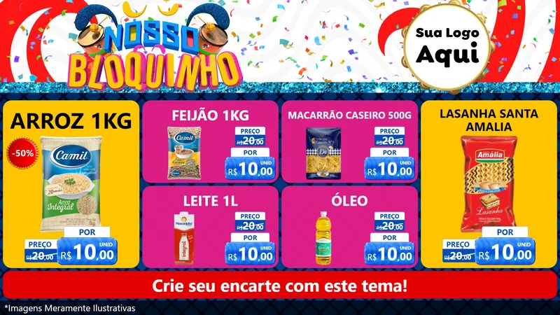 Modelo de TV para TV Horizontal com o tema Nosso Bloquinho para Supermercado
