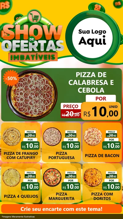 Modelo de Rede Social para Stories com o tema Show de Ofertas Imbatíveis para Pizzaria