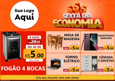 Modelo de Encarte para Encarte A4 Horizontal com o tema Sexta da Economia para Móveis e Eletro