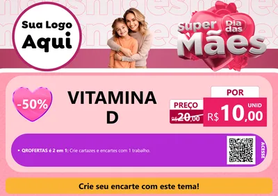 Modelo de Cartaz para Cartaz A4 Horizontal com o tema Super Dia Das Mães para Farmácia