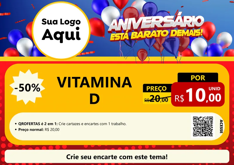 Modelo de Cartaz para Cartaz A4 Horizontal com o tema Aniversário para Farmácia