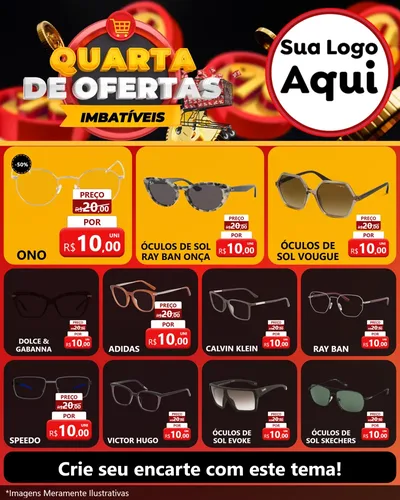 Modelo de Rede Social para Feed Instagram com o tema Quarta de Ofertas Imbatíveis para Óticas