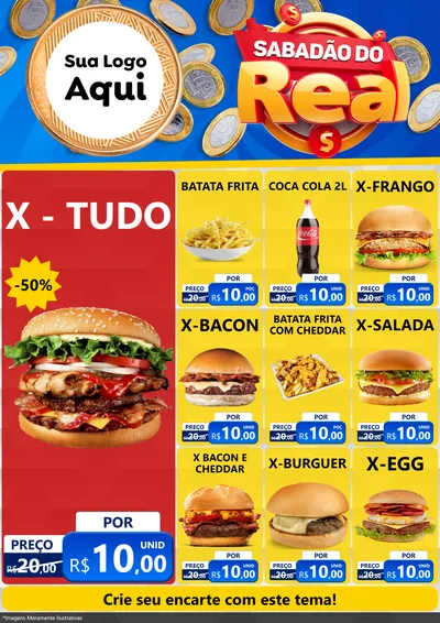 Modelo de Encarte para Encarte A4 Vertical com o tema Sabadão do Real para Hamburgueria