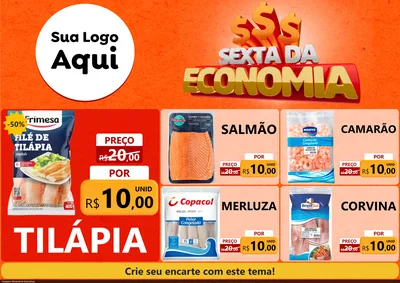 Modelo de Encarte para Encarte A4 Horizontal com o tema Sexta da Economia para Peixaria