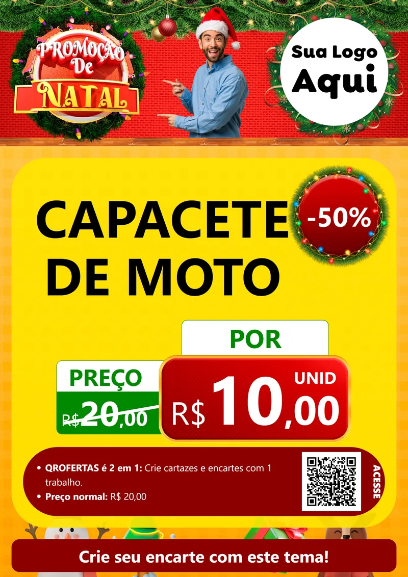 Modelo de Cartaz para Cartaz A4 Vertical com o tema Promoção de Natal para Moto peças