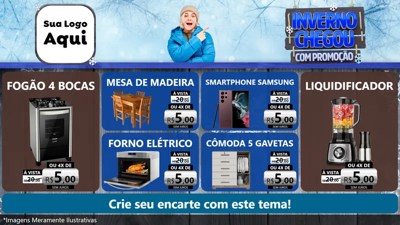 Modelo de TV para TV Horizontal com o tema Inverno Chegou Com Promoção para Móveis e Eletro