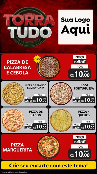 Modelo de TV para TV Vertical com o tema Torra Tudo para Pizzaria