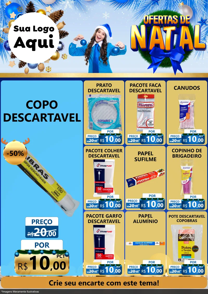 Modelo de Encarte para Encarte A4 Vertical com o tema Ofertas de Natal para Embalagens