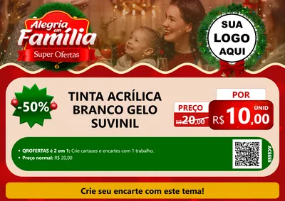 Modelo de Cartaz para Cartaz A4 Horizontal com o tema Alegria Em Família - Super Ofertas para Tintas e Ferramentas