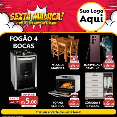 Modelo de Rede Social para Feed Facebook com o tema Sexta Maluca! para Móveis e Eletro