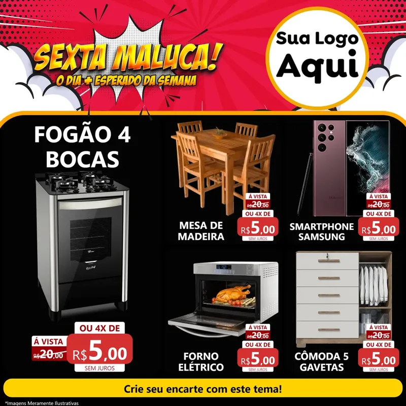Modelo de Rede Social para Feed Facebook com o tema Sexta Maluca! para Móveis e Eletro