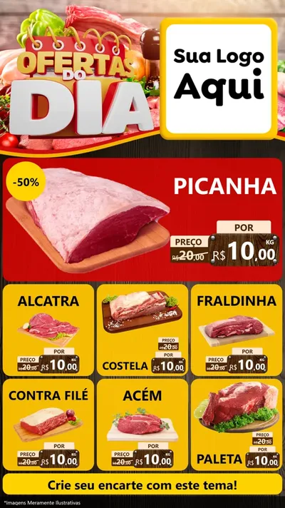 Modelo de Rede Social para Stories com o tema Ofertas do Dia para Açougue