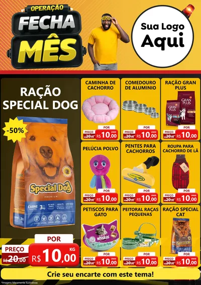 Modelo de Encarte para Encarte A4 Vertical com o tema Operação Fecha Mês para Pet Shop