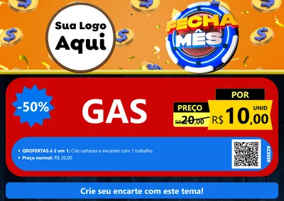Modelo de Cartaz para Cartaz A4 Horizontal com o tema Fecha Mês para Água e gás