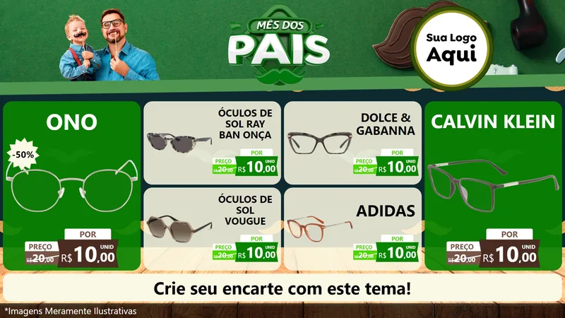 Modelo de TV para TV Horizontal com o tema Mês dos Pais para Óticas